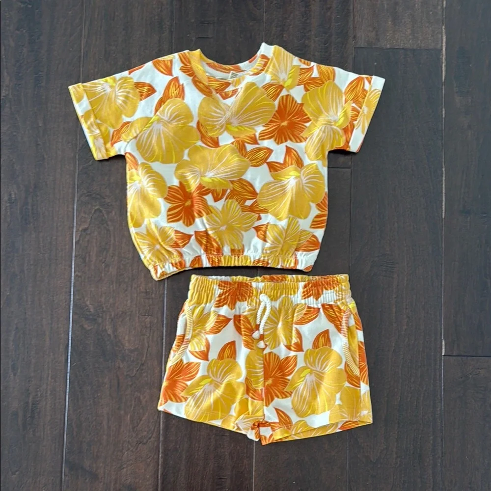 Jessica Simpson Toddler Girls Hawaiian Floral Print Two Piece Short Set!
